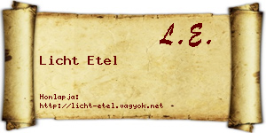 Licht Etel névjegykártya